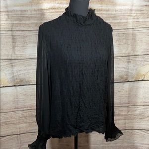 Black Sheer Crinkle Shirt Size 14/16